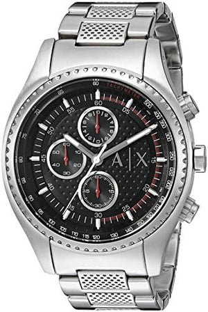Armani Exchange The Driver Chronograph Black Dial Silver Steel Strap Watch For Men - AX1612 Authentic Buy Shop Now