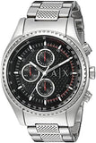 Armani Exchange The Driver Chronograph Black Dial Silver Steel Strap Watch For Men - AX1612 Authentic Buy Shop Now