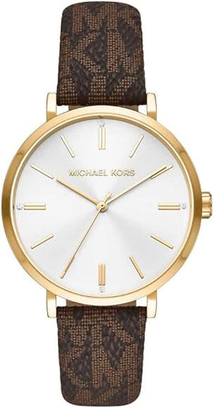 Michael Kors Addyson Three-Hand Silver Dial Brown Leather Strap Watch for Women - MK2945 Authentic Buy Shop Now