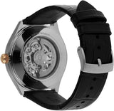 Emporio Armani Zeta Skeleton Automatic Silver Dial Black Leather Strap Watch For Men - AR60018 Authentic Buy Shop Now