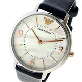 Emporio Armani Kappa White Mother of Pearl Dial Black Leather Strap Watch For Women - AR2509 Authentic Buy Shop Now