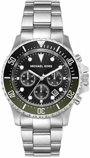 Michael Kors Everest Chronograph Black Dial Silver Steel Strap Watch For Men - MK8976 Authentic Buy Shop Now