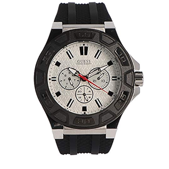 Guess Force Analog Quartz White Dial Black Rubber Strap Watch For Men - W0674G3 Authentic Buy Shop Now