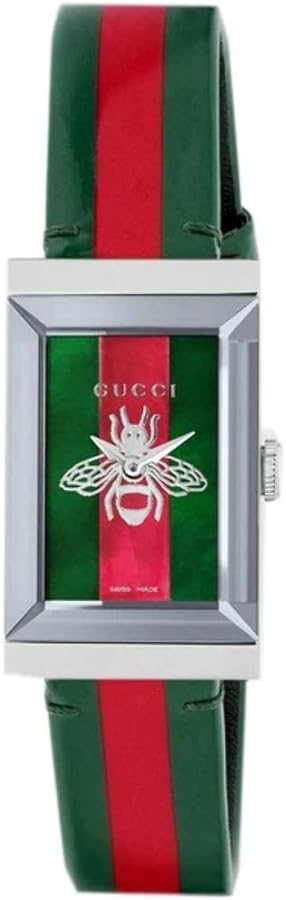 Gucci G Frame Quartz Green & Red Mother of Pearl Dial Multicolor Leather Strap Watch For Women - YA147408 Authentic Buy Shop Now
