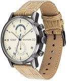 Tommy Hilfiger Kane White Dial Beige Leather Strap Watch for Men - 1710399 Authentic Buy Shop Now