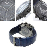 Emporio Armani Sportivo Chronograph Blue Dial Blue Leather Strap Watch For Men - AR6126 Authentic Buy Shop Now