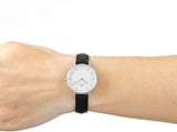 Daniel Wellington Classic Petite Sheffield White Dial Black Leather Strap Watch For Women - DW00100242 Authentic Buy Shop Now