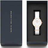 Daniel Wellington Classic Petite Dover White Dial White Nylon Strap Watch For Women - DW00100313 Authentic Buy Shop Now