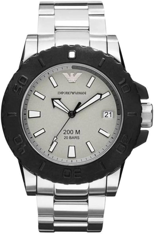 Emporio Armani Bracelet Collection Black Dial Silver Steel Strap Watch For Men - AR5970 Authentic Buy Shop Now