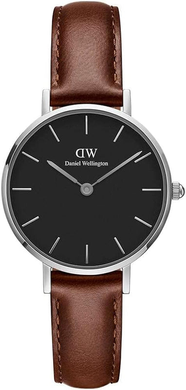 Daniel Wellington Classic Petite St Mawes Black Dial Brown Leather Strap Watch For Women - DW00100237 Authentic Buy Shop Now