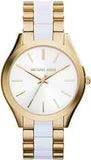 Michael Kors Slim Runway Quartz White Dial Two Tone Steel Strap Watch For Women - MK4295 Authentic Buy Shop Now