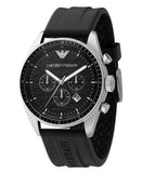 Emporio Armani Sportivo Chronograph Black Dial Black Rubber Strap Watch For Men - AR0527 Authentic Buy Shop Now