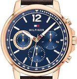 Tommy Hilfiger London Chronograph Blue Dial Brown Leather Strap Watch for Men - 1791532 Authentic Buy Shop Now