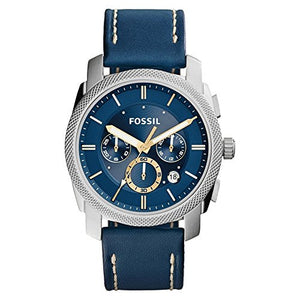 Fossil Machine Chronograph Blue Dial Blue Leather Strap Watch for Men - FS5262 Authentic Buy Shop Now
