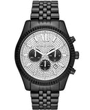 Michael Kors Lexington Chronograph Crystals Silver Dial Black Steel Strap Watch for Men - MK8605 Authentic Buy Shop Now