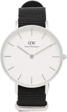 Daniel Wellington Classic Petite Cornwall White Dial Black NATO Strap Watch For Women - DW00100254 Authentic Buy Shop Now