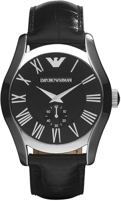 Emporio Armani Valente Black Dial Black Leather Strap Watch For Men - AR0643 Authentic Buy Shop Now