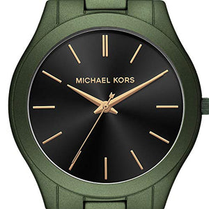Michael Kors Slim Runway Quartz Black Dial Green Steel Strap Watch For Men - MK8715 Authentic Buy Shop Now