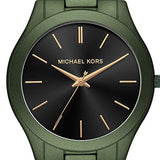 Michael Kors Slim Runway Quartz Black Dial Green Steel Strap Watch For Men - MK8715 Authentic Buy Shop Now