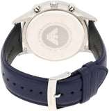Emporio Armani Renato Chronograph Blue Dial Black Leather Strap Watch For Men - AR11216 Authentic Buy Shop Now