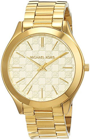 Michael Kors Slim Runway Gold Dial Gold Steel Strap Watch for Women - MK3335 Authentic Buy Shop Now