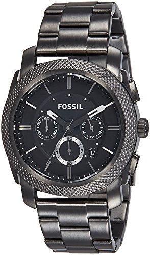 Fossil Machine Chronograph Black Dial Grey Steel Strap Watch for Men - FS4662 Authentic Buy Shop Now