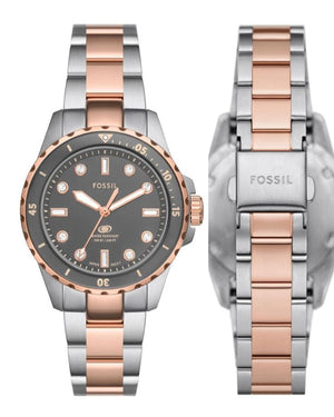 Fossil Blue Dive Three Hand Gray Dial Two Tone Steel Strap Watch For Women - ES5348 Authentic Buy Shop Now