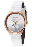 Calvin Klein Accent Silver Dial White Leather Strap Watch for Women - K2Y236K6 Authentic Buy Shop Now