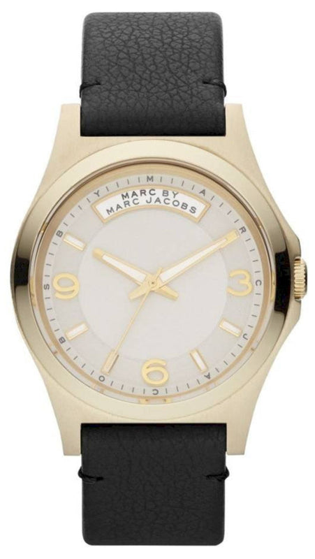 Marc Jacobs Baby Dave Gold Dial Black Leather Strap Watch for Women - MBM1264 Authentic Buy Shop Now