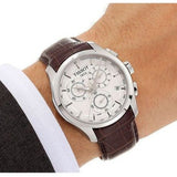 Tissot Couturier Chronograph White Dial Brown Leather Strap Watch For Men - T035.617.16.031.00 Authentic Buy Shop Now