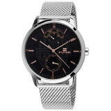 Tommy Hilfiger Hunter Quartz Black Dial Silver Steel Strap Watch for Men - 1791610 Authentic Buy Shop Now