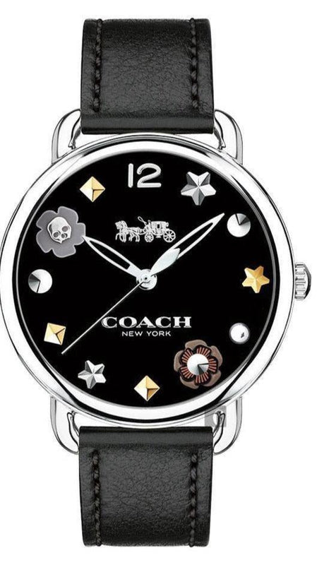 Coach Delancey Black Dial Black Leather Strap Watch for Women - 14502780 Authentic Buy Shop Now