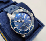 Breitling Superocean Heritage II B20 44mm Blue Dial Blue Rubber Strap Mens Watch - AB2030161C1S1 Authentic Buy Shop Now
