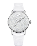 Swarovski Crystalline Hours Silver Dial White Leather Strap Watch for Women - 5295383 Authentic Buy Shop Now