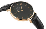 Daniel Wellington Classic Petite Reading Black Dial Black Leather Strap Watch For Women - DW00100167 Authentic Buy Shop Now