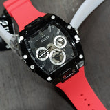 Guess Phoenix Multifunction Black Dial Red Rubber Strap Watch for Men - GW0203G4 Authentic Buy Shop Now