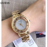 Guess Analog Diamonds Silver Dial Gold Steel Strap Watch For Women - W1013l2 Authentic Buy Shop Now