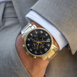 Tommy Hilfiger Daniel Chronograph Black Dial Gold Steel Strap Watch For Men - 1791978 Authentic Buy Shop Now