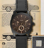 Fossil Machine Chronograph Black Dial Black Leather Strap Watch for Men - FS5586 Authentic Buy Shop Now