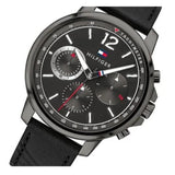 Tommy Hilfiger London Chronograph Grey Dial Black Leather Strap Watch for Men - 1791533 Authentic Buy Shop Now