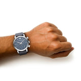 Emporio Armani Luigi Chronograph Blue Dial Black Leather Strap Watch For Men - AR1736 Authentic Buy Shop Now