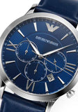 Emporio Armani Giovanni T Bar Chronograph Quartz Blue Dial Blue Leather Strap Watch For Men - AR11226 Authentic Buy Shop Now