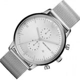 Emporio Armani Classic Chronograph Quartz Silver Dial Silver Mesh Bracelet Watch For Men - AR0390 Authentic Buy Shop Now
