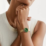 Daniel Wellington Petite Emerald Green Dial Gold Mesh Strap Watch For Women - DW00100481 Authentic Buy Shop Now