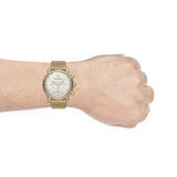 Emporio Armani Aviator Chronograph Quartz Beige Dial Gold Mesh Bracelet Watch For Men - AR11315 Authentic Buy Shop Now