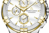 Maurice Lacroix Aikon Chronograph White Dial Brown Leather Strap Watch For Men - AI1018-PVY11-132-1 Authentic Buy Shop Now