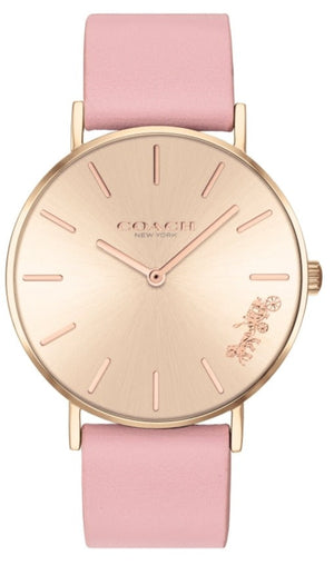 Coach Perry Rose Gold Dial Pink Leather Strap Watch for Women - 14503332-C Authentic Buy Shop Now