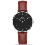 Daniel Wellington Classic Petite St Mawes Black Dial Brown Leather Strap Watch For Women - DW00100181 Authentic Buy Shop Now
