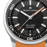 Maurice Lacroix Pontos S Diver Black Dial Orange Rubber Strap Watch For Men - PT6248-SS00L-330-J Authentic Buy Shop Now