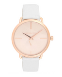 Michael Kors Portia Rose Gold Dial White Leather Strap Watch For Women - MK2660 Authentic Buy Shop Now